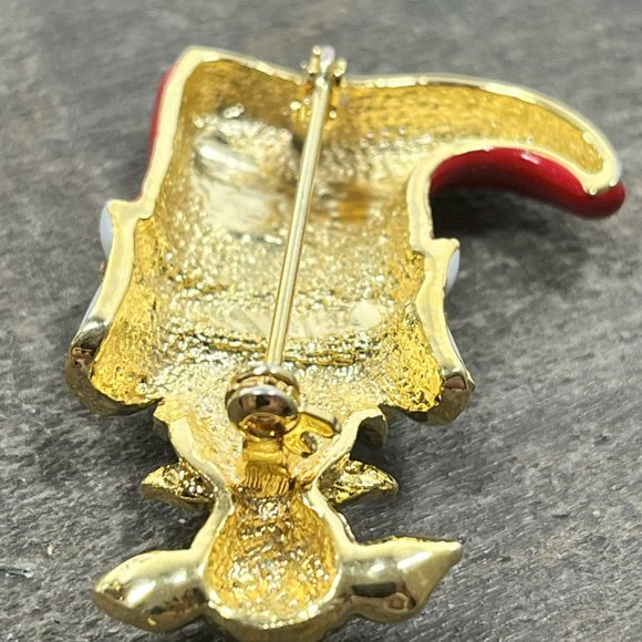 Cute Vintage Gold Tone Christmas Puppy in Stocking Red Boot Brooch Pin - Picture 8 of 9